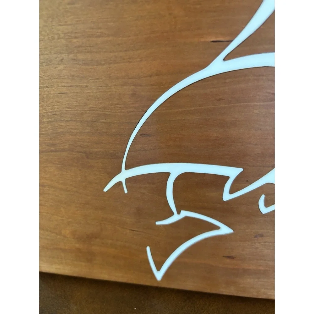 White Glass Salmon Carved Solid Wood Fish with Wall Mounting Hole 13